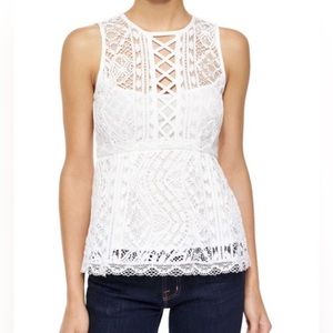 Nanette‎ Lepore Lacy Crew Neck Peplum Lace Top